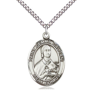 Sterling Silver Saint Gemma Galgani Medal Catholic Jewelry Engraved Catholic Saint Jewelry