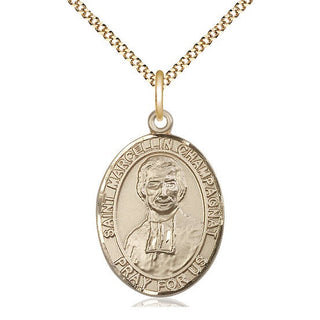 14kt Gold Filled Saint Marcellin Champagnat Medal Catholic Jewelry Engraved Catholic Saint Jewelry