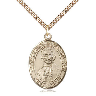 14kt Gold Filled Saint Marcellin Champagnat Medal Catholic Jewelry Engraved Catholic Saint Jewelry