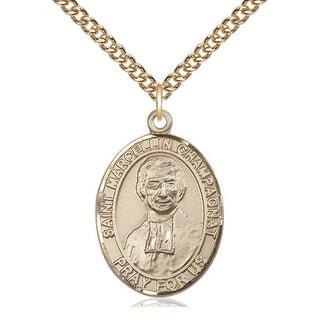 14kt Gold Filled Saint Marcellin Champagnat Medal Catholic Jewelry Engraved Catholic Saint Jewelry