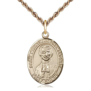 14kt Gold Filled Saint Marcellin Champagnat Medal Catholic Jewelry Engraved Catholic Saint Jewelry