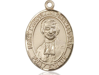 14kt Gold Saint Marcellin Champagnat Medal Engraved Catholic Saint Jewelry