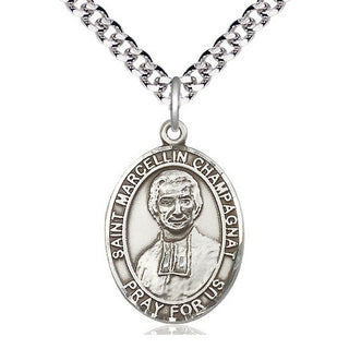 Pewter Saint Marcellin Champagnat Medal Catholic Jewelry Engraved Catholic Saint Jewelry