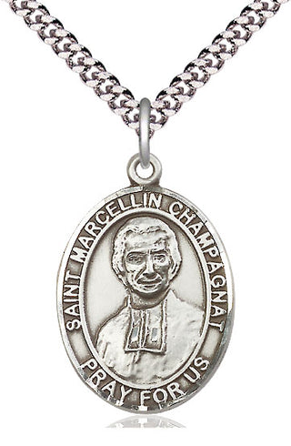 Sterling Silver Saint Marcellin Champagnat Medal Catholic Jewelry Engraved Catholic Saint Jewelry