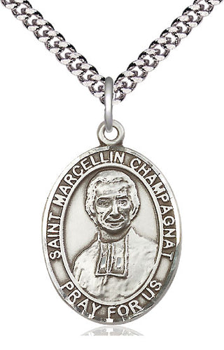 Sterling Silver Saint Marcellin Champagnat Medal Catholic Jewelry Engraved Catholic Saint Jewelry