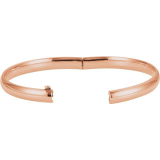 14K Rose 6.5 mm Hinged Bangle 7" Bracelet