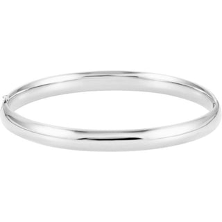 14K White 6.5 mm Hinged Bangle 7" Bracelet