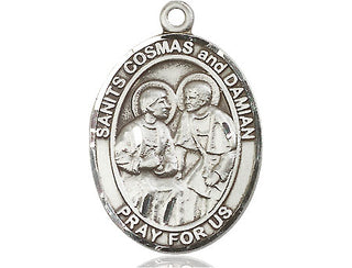 Pewter Saints Cosmas & Damian Medal Engraved Catholic Saint Jewelry