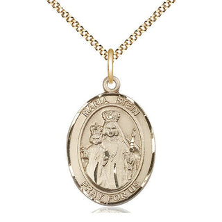 14kt Gold Filled Maria Stein Medal Catholic Jewelry Engraved Catholic Saint Jewelry