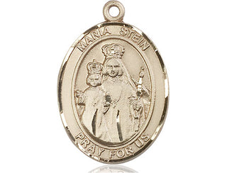 14kt Gold Maria Stein Medal Engraved Catholic Saint Jewelry