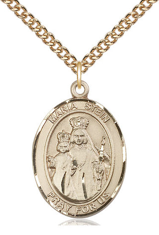 14kt Gold Maria Stein Medal Engraved Catholic Saint Jewelry
