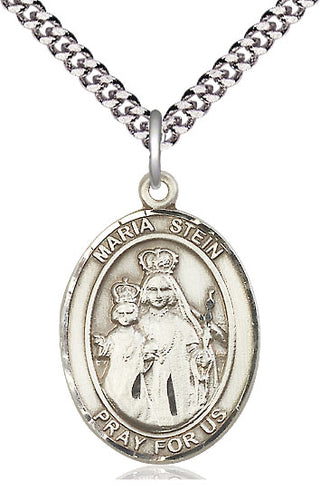 Pewter Maria Stein Medal Catholic Jewelry Engraved Catholic Saint Jewelry
