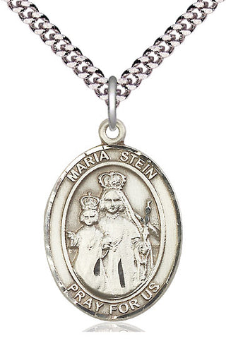 Sterling Silver Maria Stein Medal Catholic Jewelry Engraved Catholic Saint Jewelry