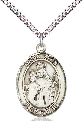 Sterling Silver Maria Stein Medal Catholic Jewelry Engraved Catholic Saint Jewelry
