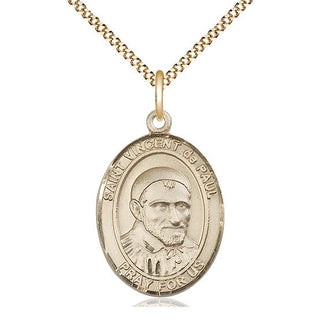 14kt Gold Filled Saint Vincent de Paul Medal Catholic Jewelry Engraved Catholic Saint Jewelry