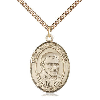 14kt Gold Filled Saint Vincent de Paul Medal Catholic Jewelry Engraved Catholic Saint Jewelry