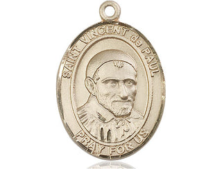 14kt Gold Saint Vincent de Paul Medal Engraved Catholic Saint Jewelry