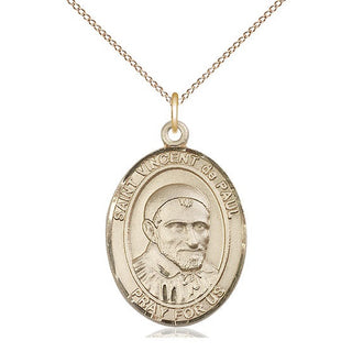 14kt Gold Saint Vincent de Paul Medal Engraved Catholic Saint Jewelry