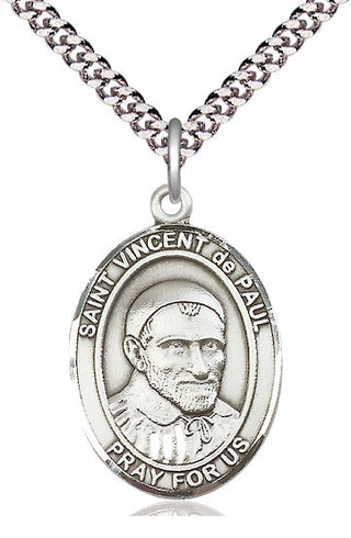 Sterling Silver Saint Vincent de Paul Medal Catholic Jewelry Engraved Catholic Saint Jewelry