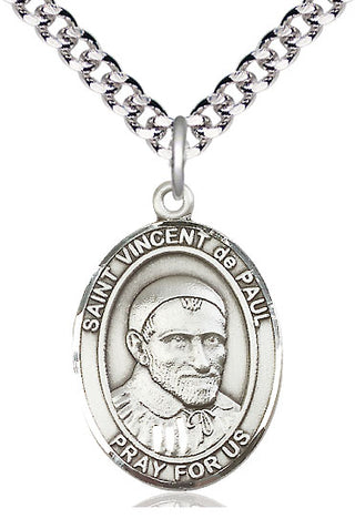 Sterling Silver Saint Vincent de Paul Medal Catholic Jewelry Engraved Catholic Saint Jewelry