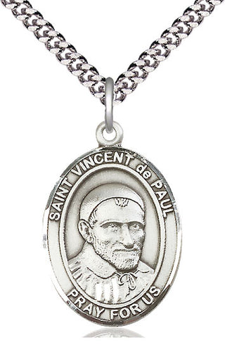 Sterling Silver Saint Vincent de Paul Medal Catholic Jewelry Engraved Catholic Saint Jewelry