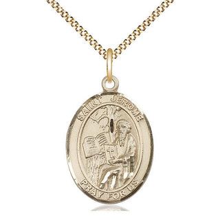 14kt Gold Filled Saint Jerome Medal Catholic Jewelry Engraved Catholic Saint Jewelry