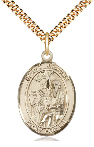 14kt Gold Filled Saint Jerome Medal Catholic Jewelry Engraved Catholic Saint Jewelry