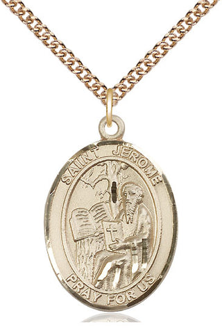 14kt Gold Filled Saint Jerome Medal Catholic Jewelry Engraved Catholic Saint Jewelry