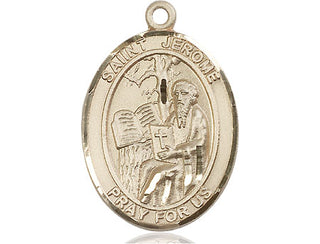 14kt Gold Saint Jerome Medal Engraved Catholic Saint Jewelry