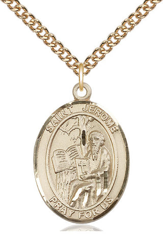 14kt Gold Saint Jerome Medal Engraved Catholic Saint Jewelry