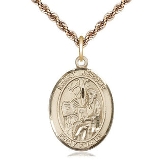 14kt Gold Saint Jerome Medal Engraved Catholic Saint Jewelry