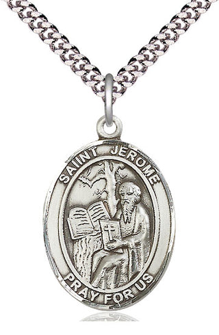 Pewter Saint Jerome Medal Catholic Jewelry Engraved Catholic Saint Jewelry