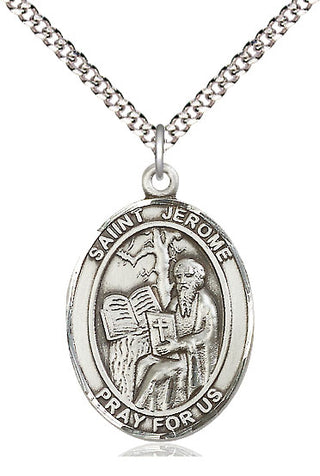 Pewter Saint Jerome Medal Catholic Jewelry Engraved Catholic Saint Jewelry