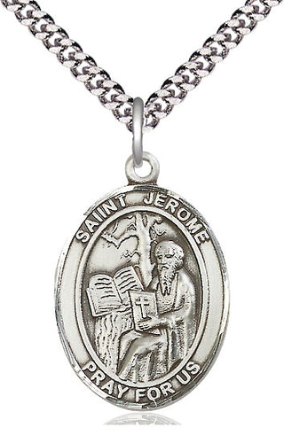 Pewter Saint Jerome Medal Catholic Jewelry Engraved Catholic Saint Jewelry