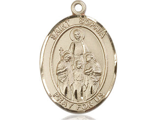 14kt Gold Filled Saint Sophia Medal Engraved Catholic Saint Jewelry