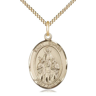 14kt Gold Filled Saint Sophia Medal Catholic Jewelry Engraved Catholic Saint Jewelry