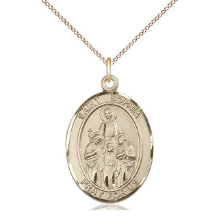 14kt Gold Filled Saint Sophia Medal Catholic Jewelry Engraved Catholic Saint Jewelry