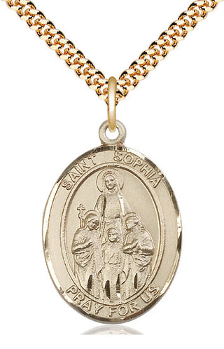 14kt Gold Filled Saint Sophia Medal Catholic Jewelry Engraved Catholic Saint Jewelry