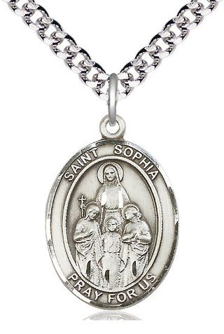 Pewter Saint Sophia Medal Catholic Jewelry Engraved Catholic Saint Jewelry