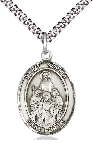 Pewter Saint Sophia Medal Catholic Jewelry Engraved Catholic Saint Jewelry
