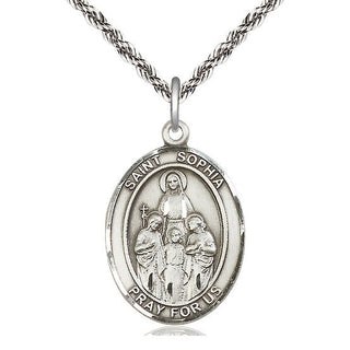 Sterling Silver Saint Sophia Medal Catholic Jewelry Engraved Catholic Saint Jewelry