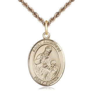 14kt Gold Filled Saint Ambrose Medal Catholic Jewelry Engraved Catholic Saint Jewelry