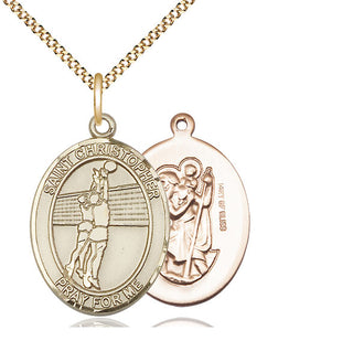 14kt Gold Filled Saint Christopher Volleyball Medal Catholic Jewelry