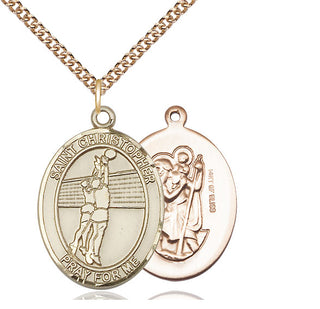 14kt Gold Filled Saint Christopher Volleyball Medal Catholic Jewelry