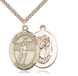 14kt Gold Filled Saint Christopher Volleyball Medal Catholic Jewelry