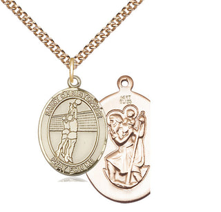 14kt Gold Saint Christopher Volleyball Medal