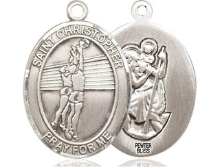 Pewter Saint Christopher Volleyball Medal