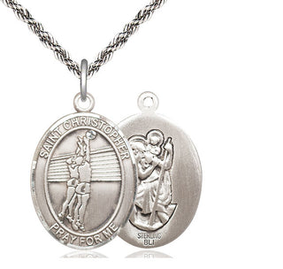 Sterling Silver Saint Christopher Volleyball Medal Catholic Jewelry
