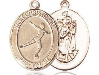 14kt Gold Saint Christopher Figure Skating Medal