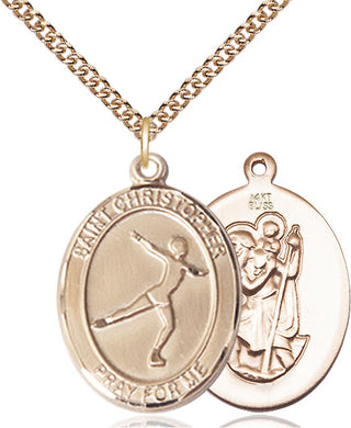 14kt Gold Saint Christopher Figure Skating Medal